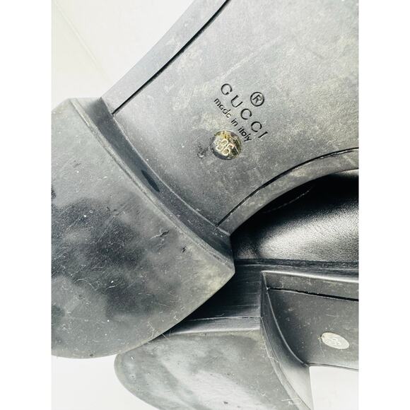 Gucci GG Microguccissima Black Leather Moto Ankle Boots EU 36  Biker Booties - Picture 6 of 13